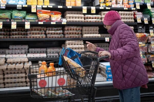 Photo: A customer buy eggs in a grocery store on March 12, 2025 in Chicago, Illinois.