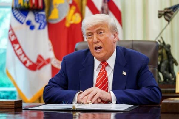 Photo: President Donald Trump is held during a press conference at the Oval Office of the White House in Washington, on May 30, 2025.