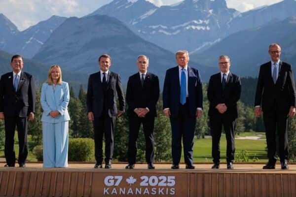 Photo: G7 leaders attend their first session at the G7 Summit in Kananaskis, Alberta, Canada, June 16, 2025.
